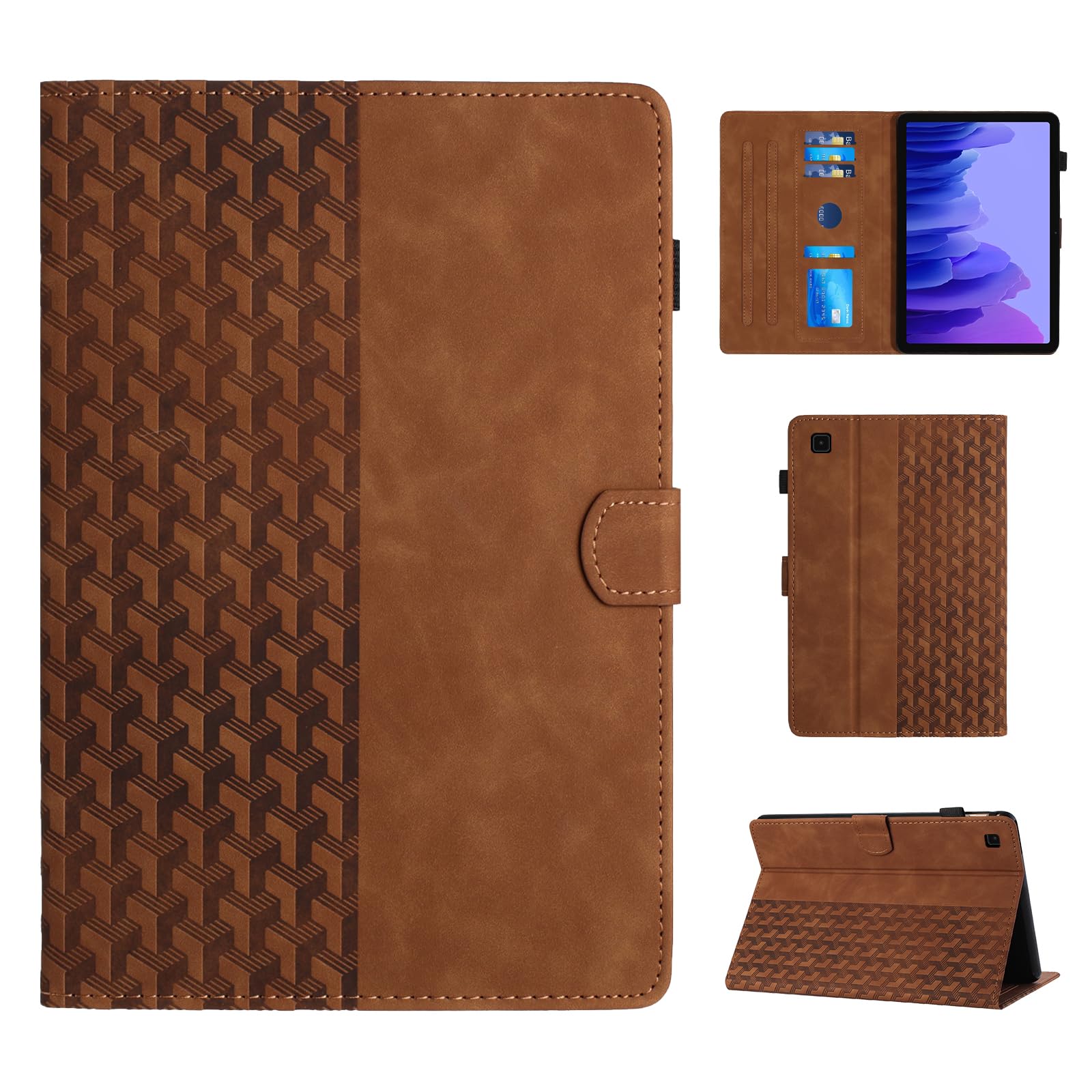 CASAFUNY Hülle für Samsung Galaxy Tab A7 10.4 2022/2020 SM-T500 T505 T507, Multi-Winkel Folio Schutzhülle mit Auto Schlaf/Wach Tablette Hülle für Samsung Galaxy Tab A7 2022/2020, Braun