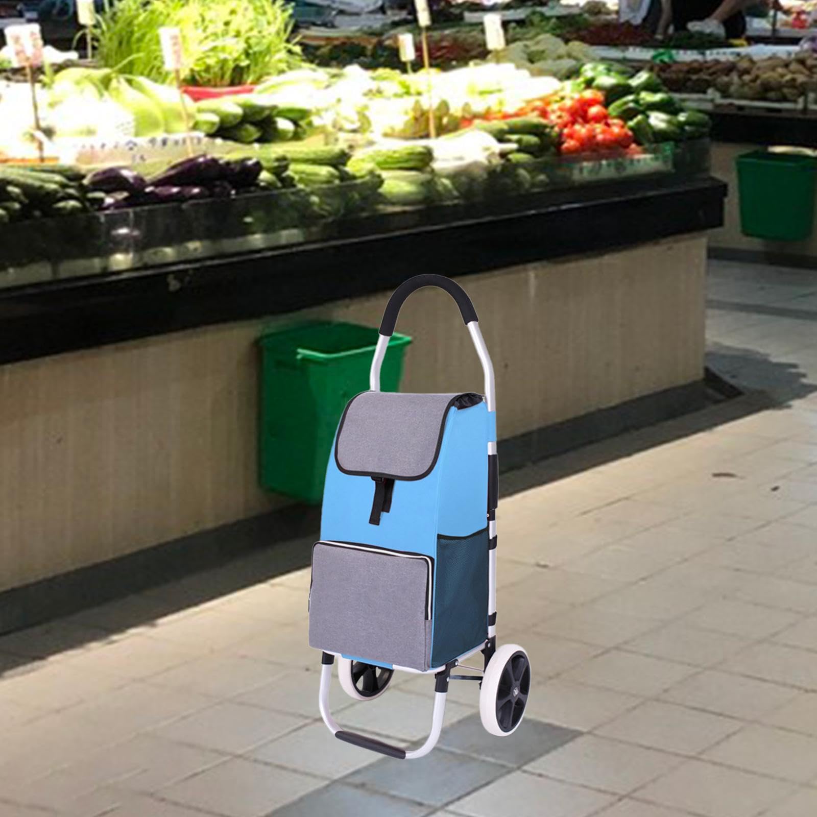 Colcolo Einkaufswagentasche Trolley-Ersatztasche Ersatztasche Tragbare wasserdichte zusammenklappbare Trolley-Zubehör-Aufbewahrungstasche aus Oxford-Stoff, Blau