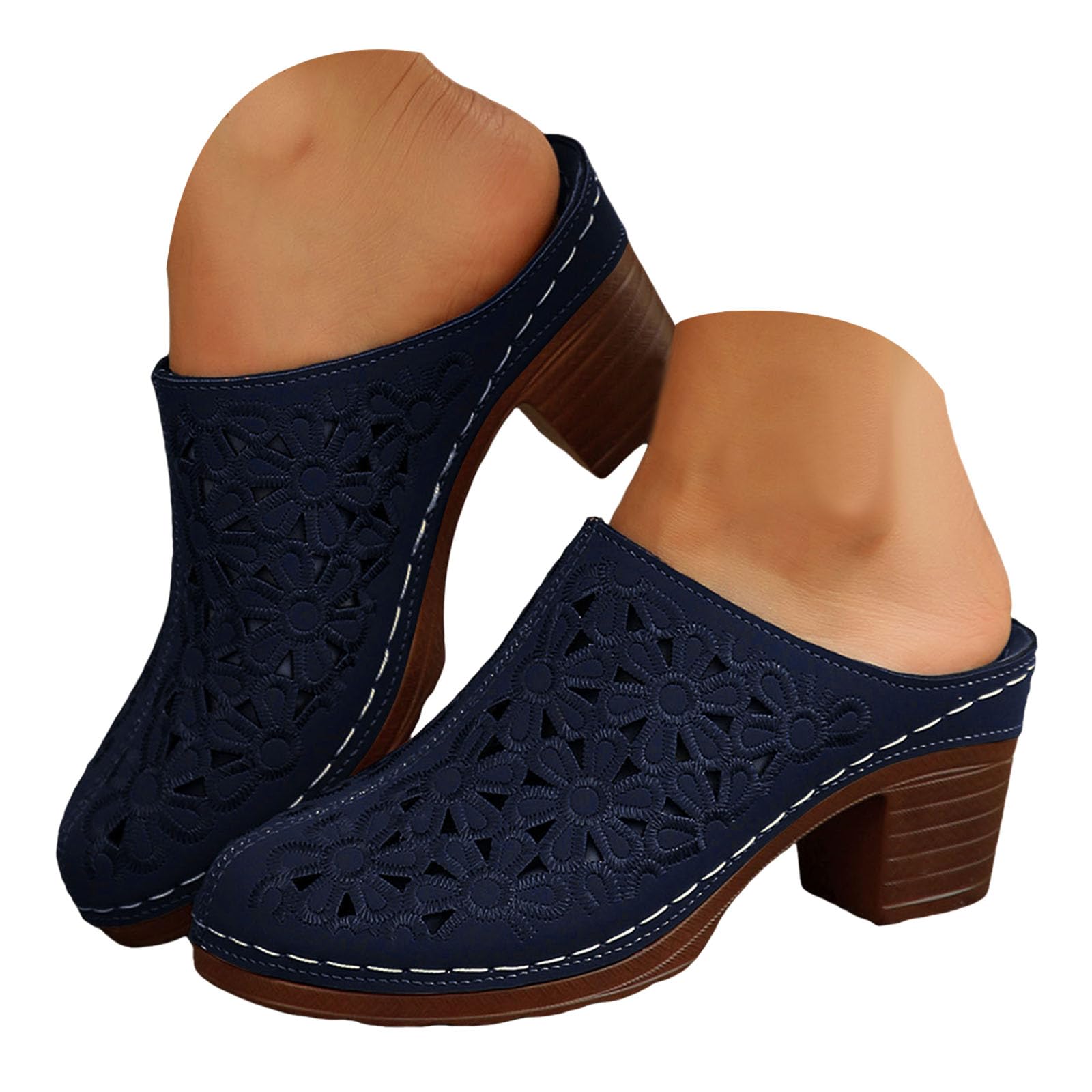 Womens Wedge Sandals 2026 Summer Fashion Closed Toe Comfortable Sandals Womens Breathable Slip On Beach Boho Block Heel Slippers