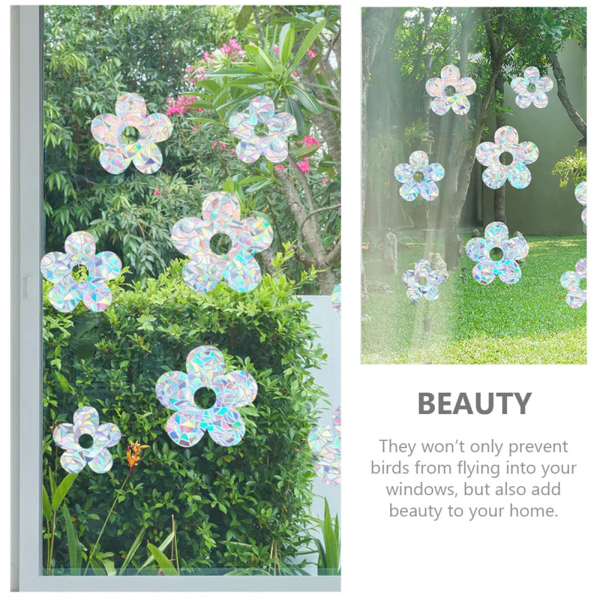 Cabilock 18piezas Pegatinas Anticolisión Para Ventanas De Adhesivos Creativos De Flores Para Decoración Interior Fácil Aplicación y Remoción Sin Residuos Para Baños Salones y Oficinas