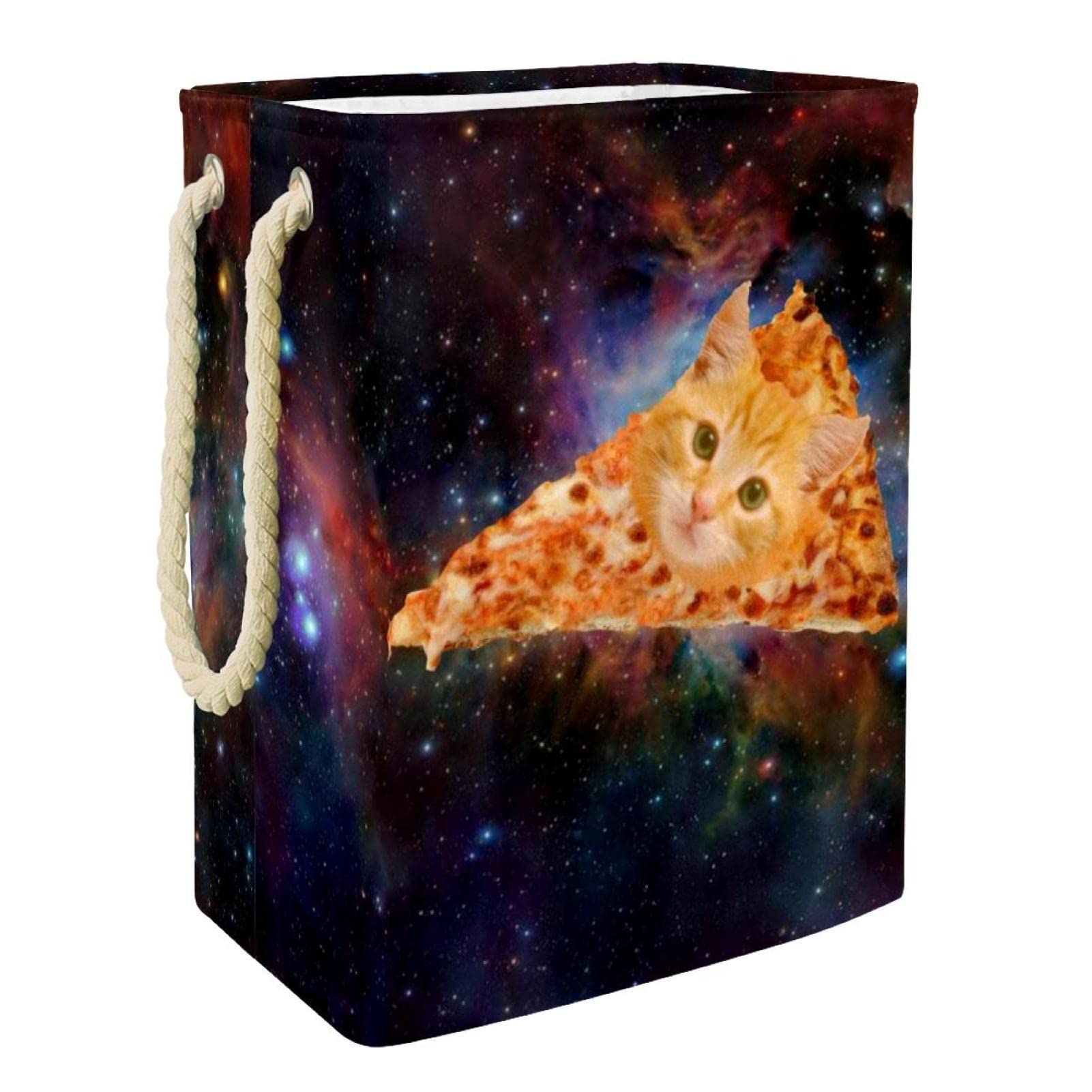 Panier à linge chat pizza grand format pour rangement de chambre et dortoir