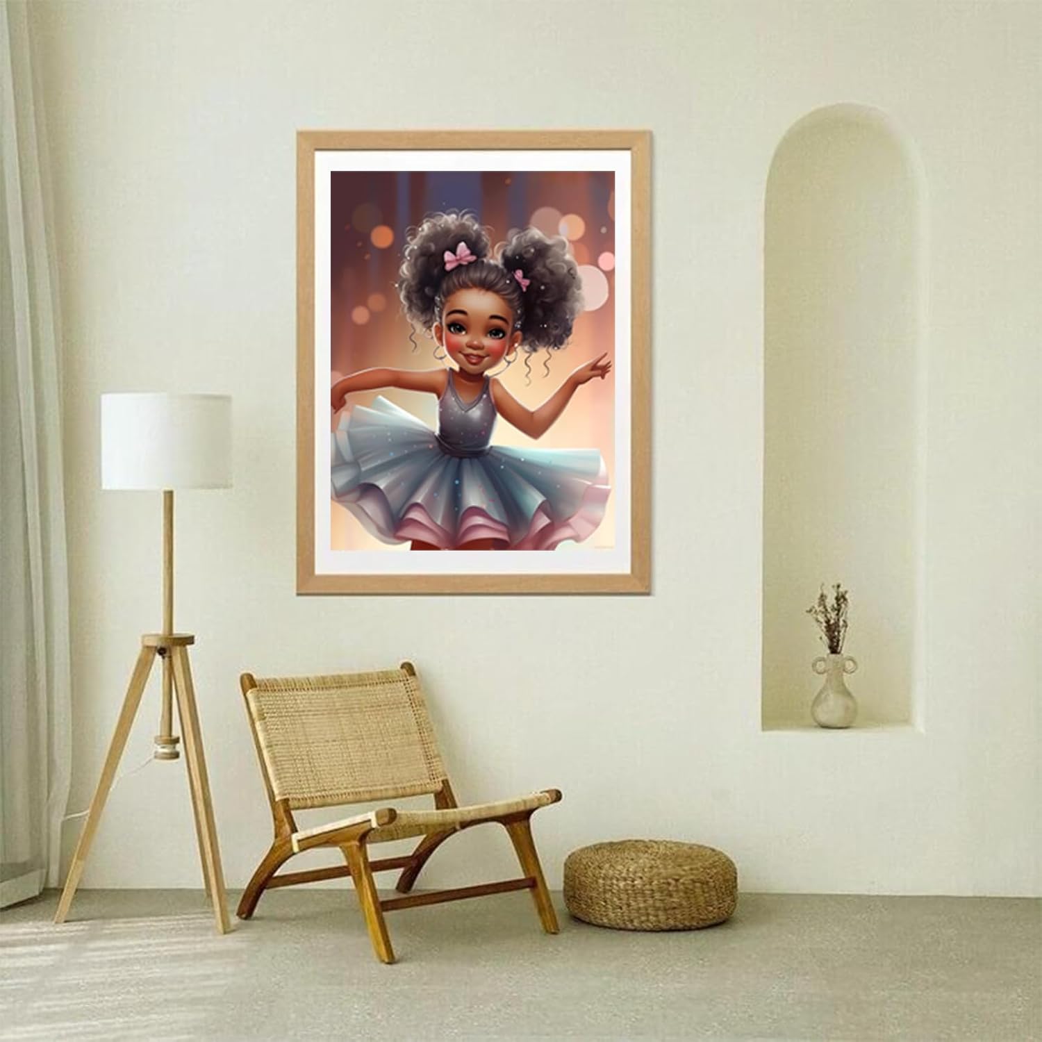 HMDIIMGE Diamond Painting Kits Little Black Girl Wearing Ballerina Dress Diamond Painting Kits for Adults Ballerina 5D Diamond Painting Kits for Adults with Diamond Painting for Home Decor 12x16 inch