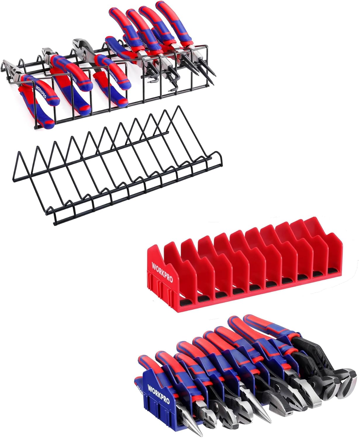 WORKPRO Pliers Holder and Cutter Organizers with Non-Slip Rubber Base & 20 Slots for Spring Loaded, Regular and Wide Handle Pliers, Keep Pliers Organized in Tool Drawer (Pliers Not Included)
