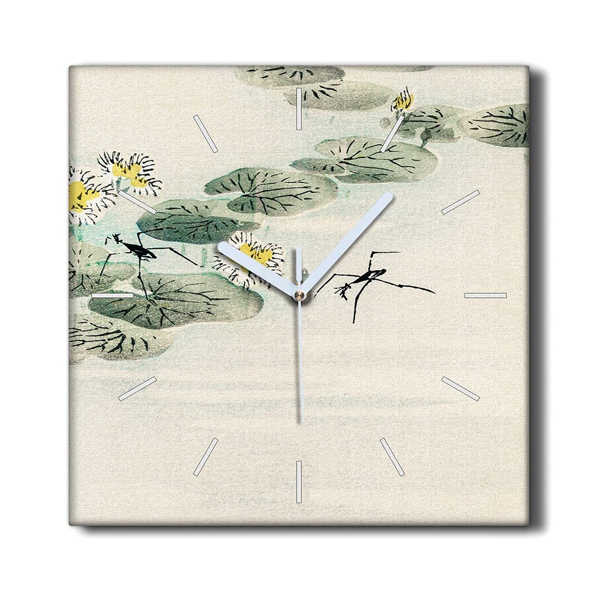 Horloge sur Toile 30x30cm Insectes Eau - Toile Décoration Murale Salon