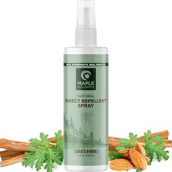 Natural Bug Repellent Spray for Body - DEET Free Bug Spray for Kids & Adults for Ticks Mosquitoes & Insects - Made with Citronella Rosemary & Lemongrass - Light Scent Vegan & Cruelty Free 4 Fl Oz