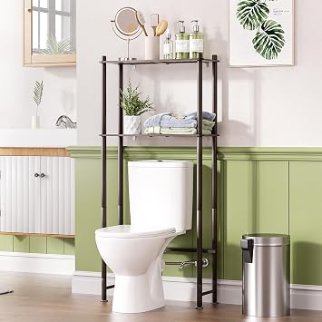AmazerBath Bamboo Over The Toilet Storage Shelf, 2-Tier Over Toilet Bathroom Organizer Rack, Bathroom Shelves Over Toilet Space Saver, Espresso