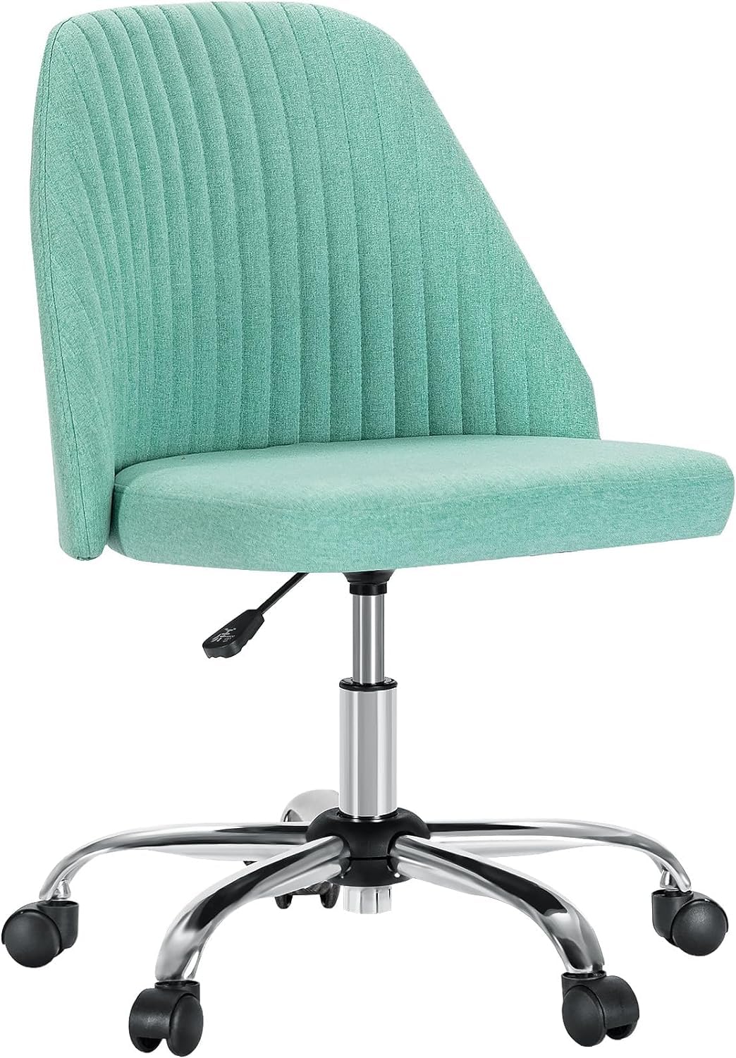 HBISTE Armless Office Chair Lovely Office Chair Modern Fabric Home Office Desk Chair with Wheels Adjustable Swivel Task