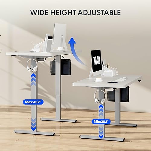 Vista 25 de Flexispot - Marco de escritorio ajustable en altura, soporte eléctrico para colocar en casa, oficina, escritorio (marco blanco solamente)