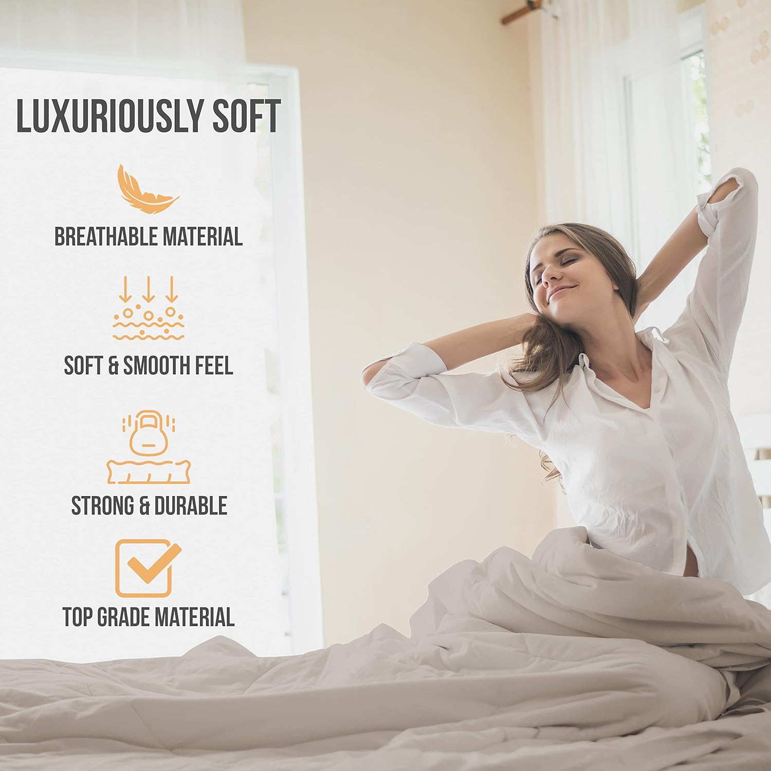 Abeero Home King Size Sheets Set Cooling - Luxury Hotel Sheets - Soft Bed Sheet with Elastic Corner Straps - Deep Pockets Microfiber Bedsheet - Bedding Sheet & Pillowcases - 4 Piece (King, Beige)