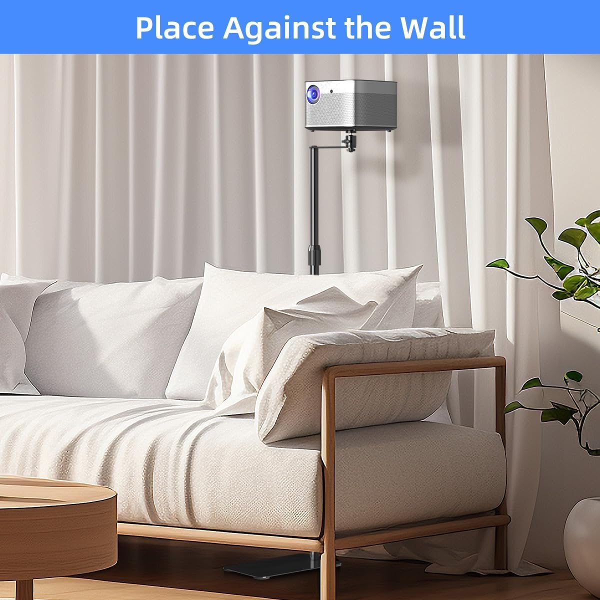 suptek Supporto per proiettore girevole a 360°, supporto da pavimento nascosto per divano contro parete, altezza regolabile, mini staffa di montaggio a pavimento compatibile con videocamera DVR Vlog