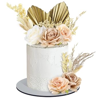 Tallew 28 Pcs Boho Cake Topper Artificial Flowers for Cake Decor