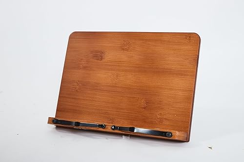 Soporte de lectura de bambú Soporte de lectura multifuncional Clip ajustable para libros de lectura para estudiantes Pruebas sobre estantería Libros