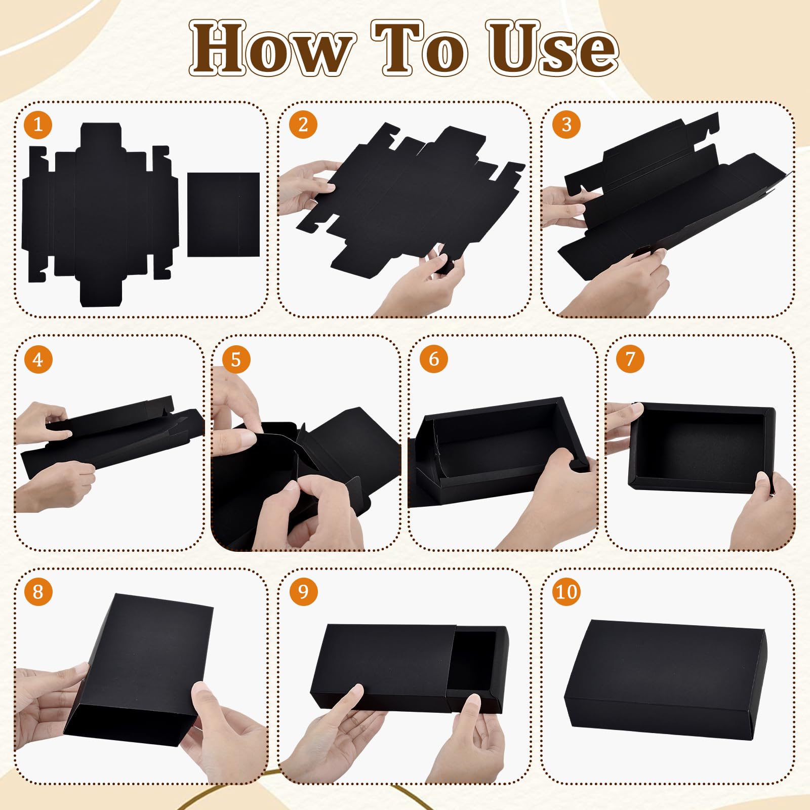 INTERWARM 70 Stück Rechteckige Papierschubladenbox Schmuckkästchen Aus Kraftpapier Süßigkeiten Diy Handgemachte Seife Schokolade 17.2x10.2x4.2cm Mini Geschenkboxen Aus Karton (Schwarz)