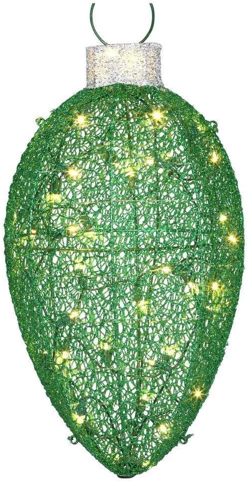 24" LED Lighted Green Mesh Hanging Ornament