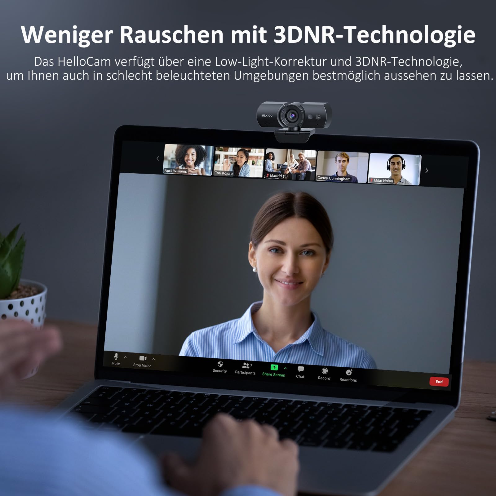 NexiGo HelloCam, 1080p Webcam mit Windows Hello und Mikrofon, Echter Datenschutz mit Automatischem Abdeckung, für Streamen von Online-Kursen, Kompatibel mit Zoom/Skype/Teams