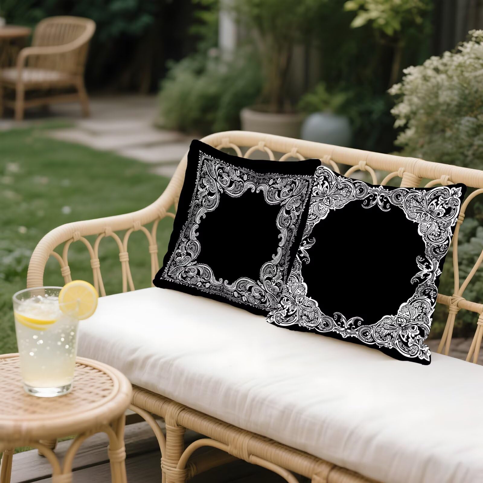 Cojines Sofa Fundas Cojines 70x70cm SúPer Suave Cojin En blanco y negro Sencillez Juego de 4, Fundas Almohada Impermeable Exterior, Interior Y Exterior Cojin Decor, Para JardíN Sillaterraza P-209