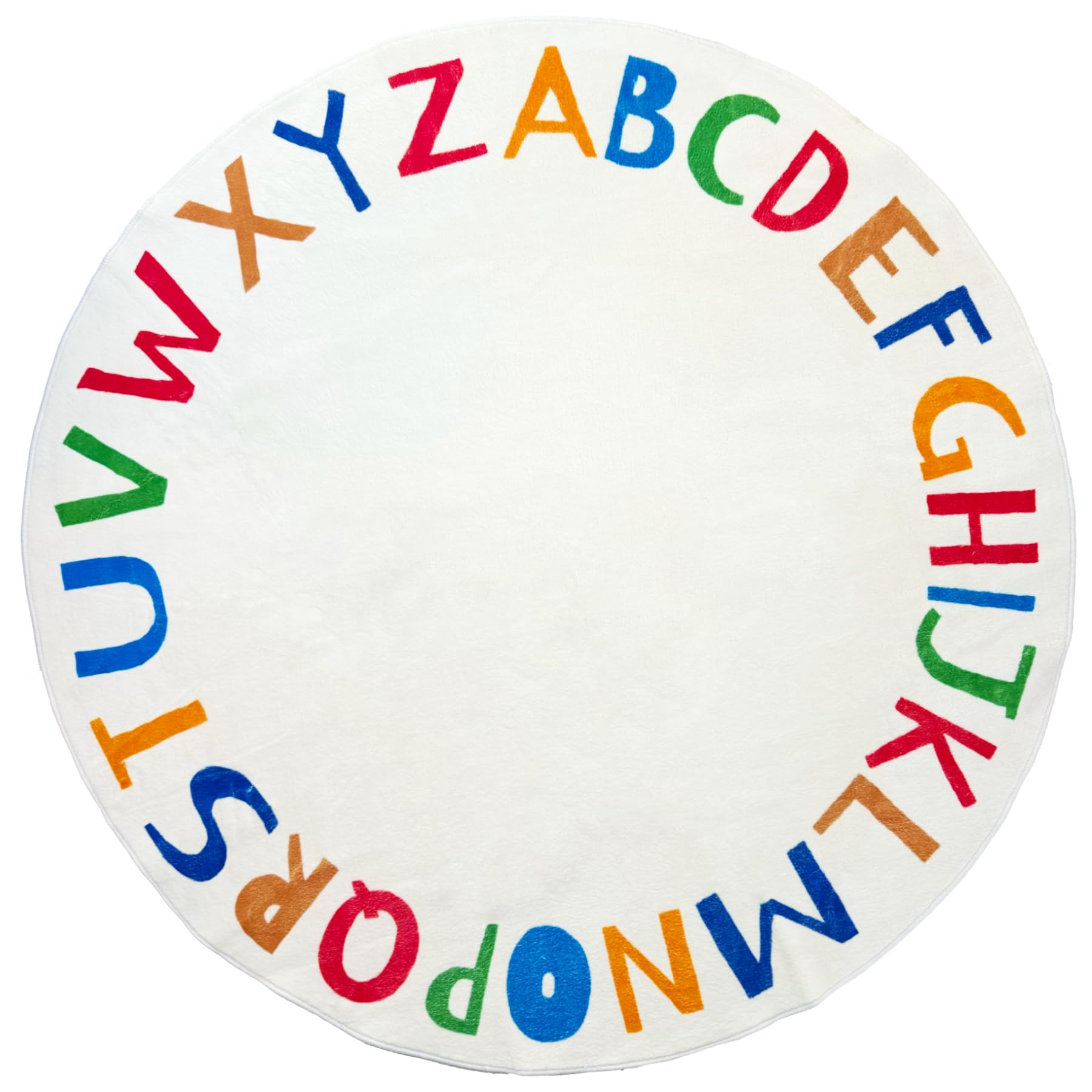 ZCVAcom Rainbow Round ABC Kids Rug,3.3 Ft Washable Alphabet Nursery Area Rug,Non-Slip Soft Crawling Play Mat for Children Toddlers Bedroom Reading
