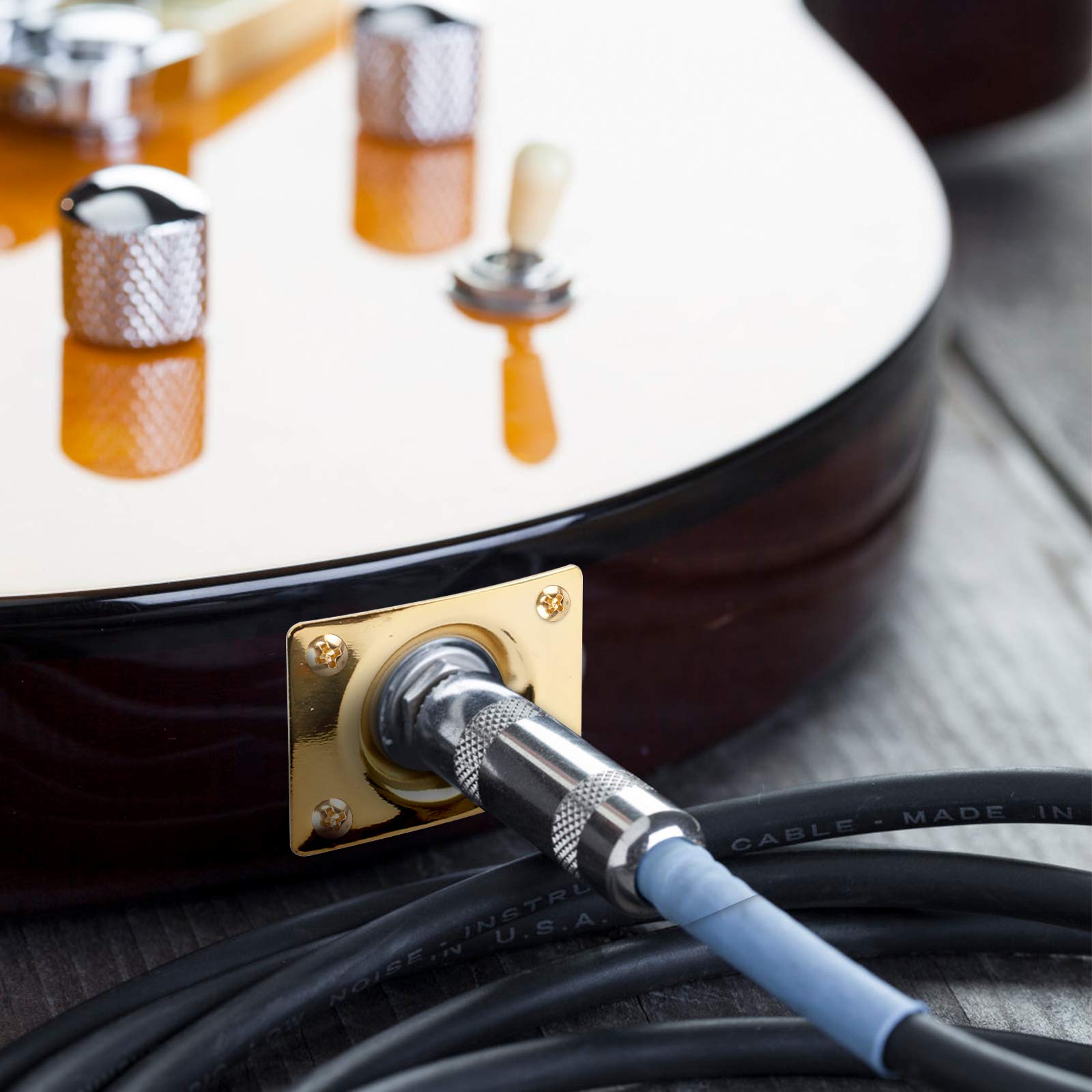 Murtenze Klinkenplatte Für E-Gitarre – Rechteckig, Chrom, 1/4″ Ausgang, Mit Schrauben