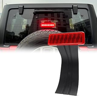 LED Third Brake Light Compatible with Wrangler JK Replacement 2007-2018, 3rd Brake Rear Center High Mount Stop Tail Light, for Wrangler JK Accessories, F1 Strobe, Red Lens