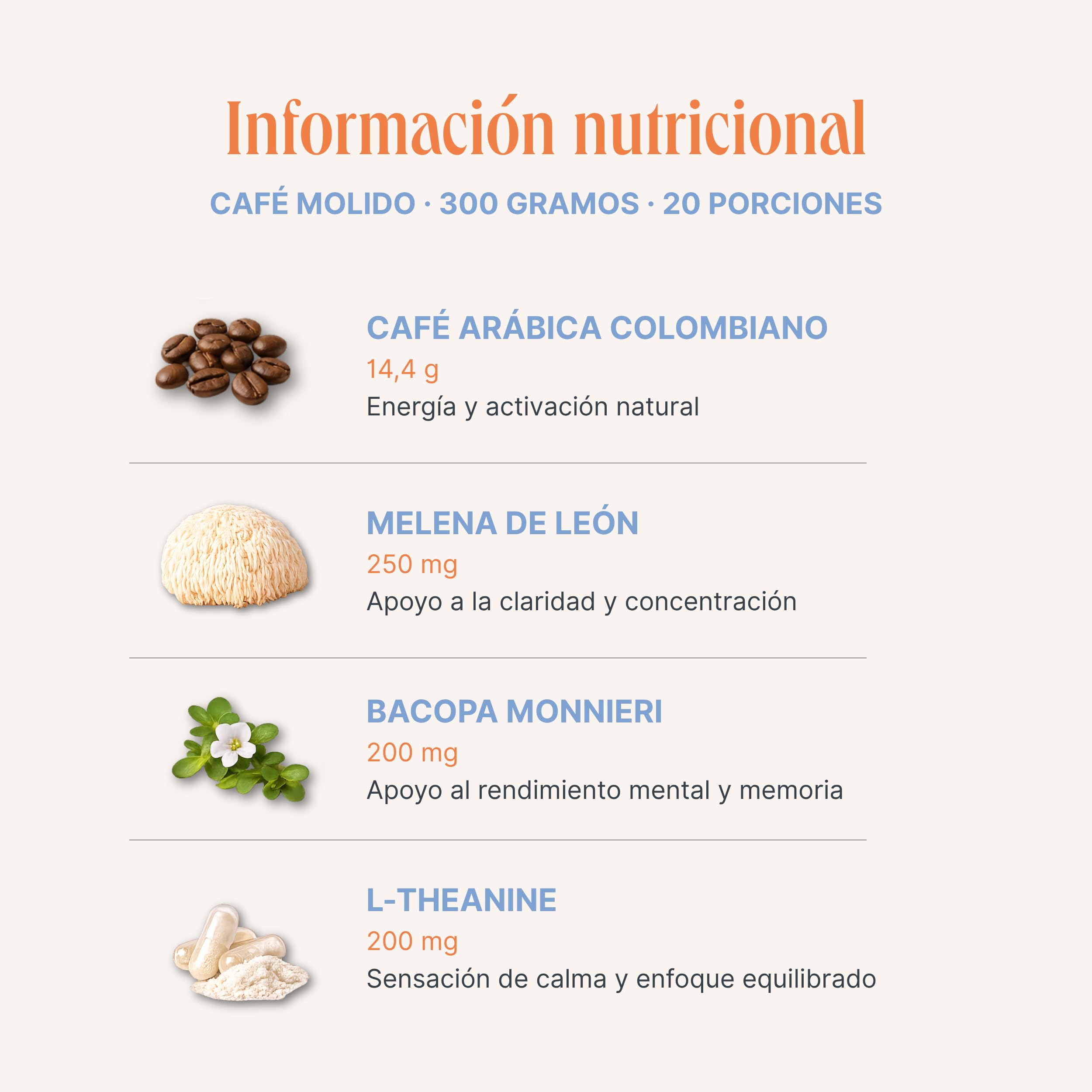Flow State - Cafe Con Hongos Funcionales, 300 g | Mezcla de Cafe Arabica + Melena de Leon + Bacopa Monnieri + L-Theanine | Mejora Tu Memoria, Claridad y Concentracion | 100% Clean Label