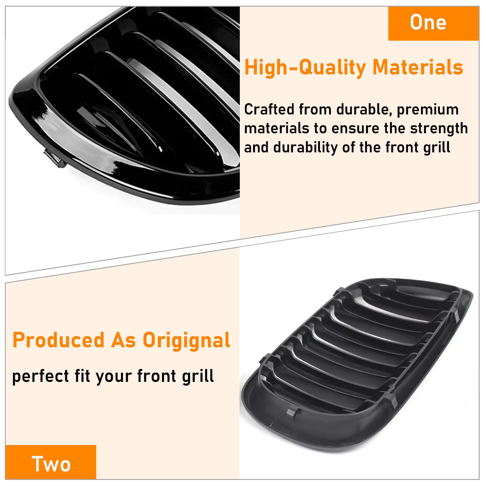 2 PCS Kompatibel mit BMW 3er E46 LCI Nieren Schwarz 2002-2005 Kühlergrill 4 Door 4D，Kühlergrill Streifen für 3er E46 318i 320i 325i 330i Radiator Grille- Schwarz