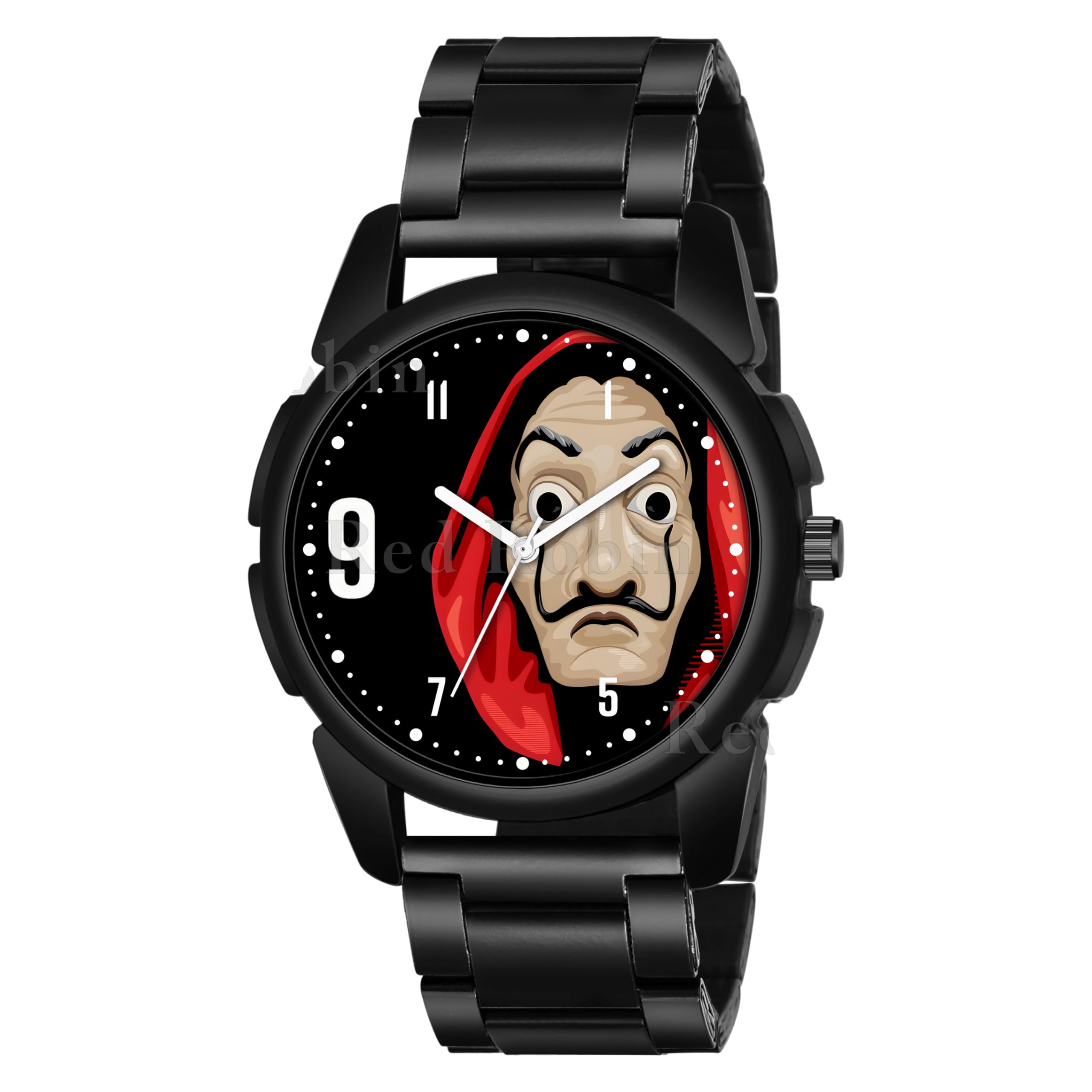 Gadgets World Analog Money Heist Design Black Dial Stylish Black Silicone Strap Wrist Watch for Men and Boys, Pack of 1 - MONEY-HEIST-J16-BLK-CDBLK (B0CV7RV7VZ) Amazon Price History, Amazon Price Tracker