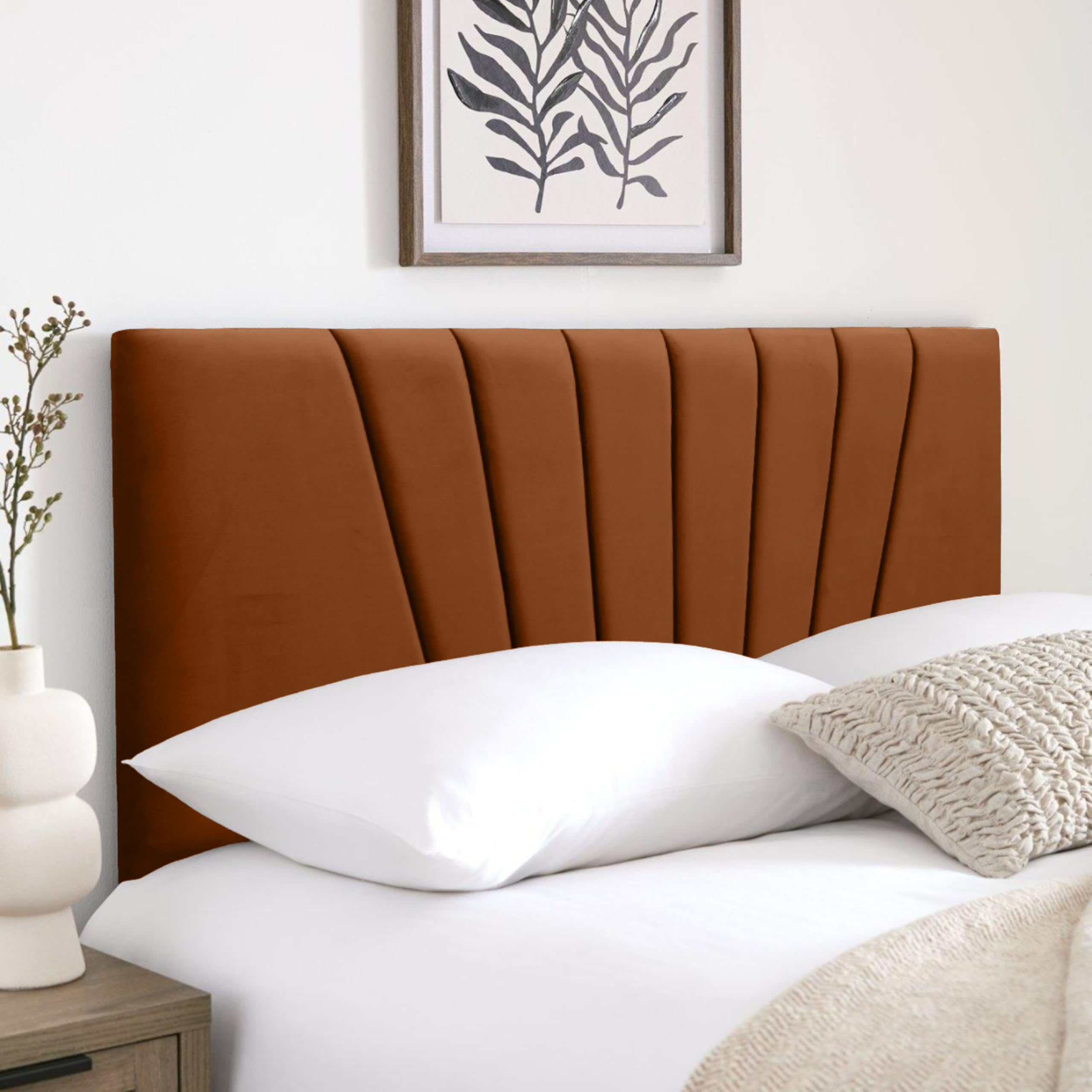 HB-1 Headboards for Beds – Sunrise 24'' Divan Bed Headboard – Headboards for Divan Beds, Bedroom & Hotel Furniture, Elegant Soft Plush Fabric Head Board (Burnt Plush, 6FT Super King)