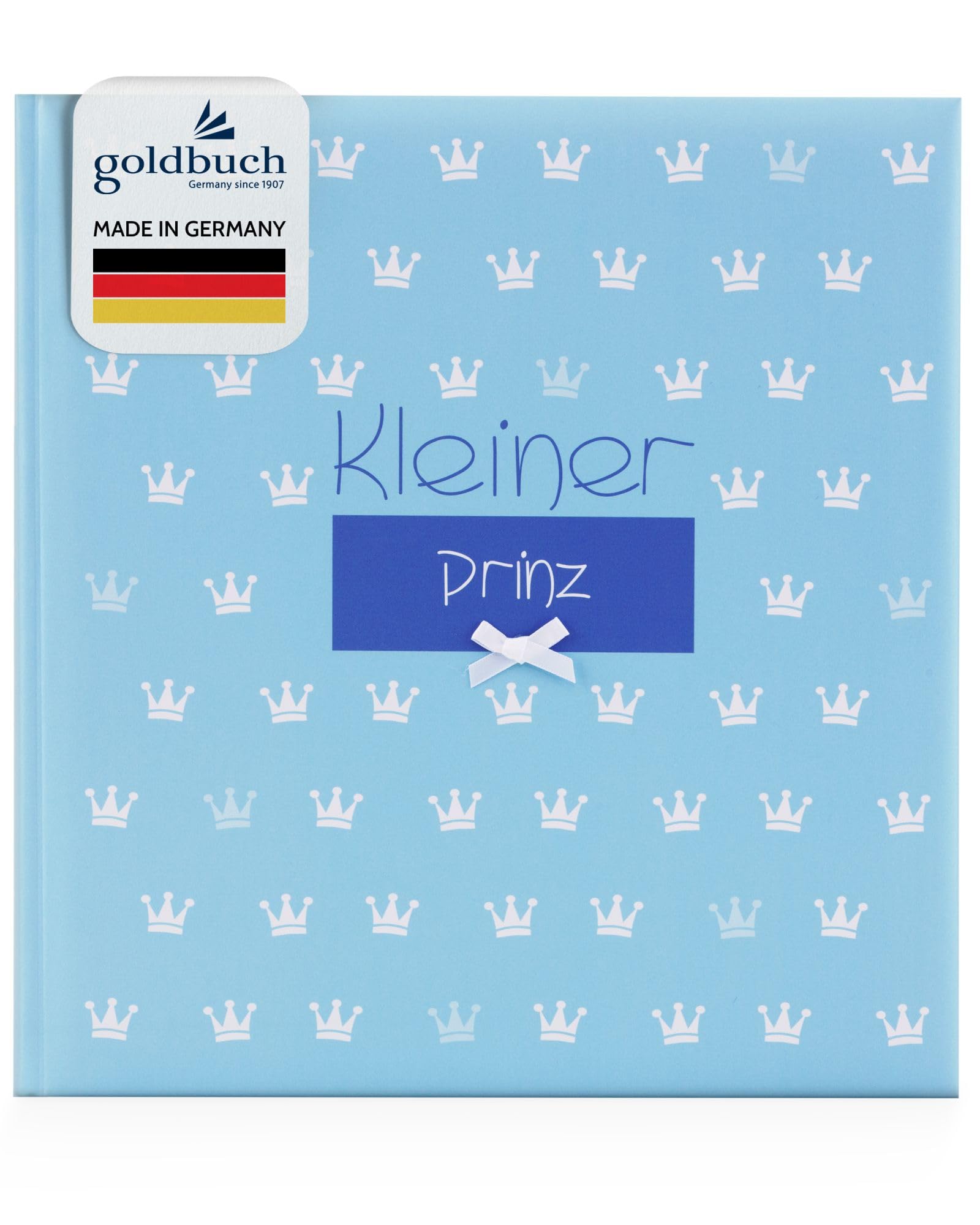 goldbuch 15088 Babyalbum Kleiner Prinz, 30 x 31 cm, Baby Fotoalbum mit 58 weiße Blankoseiten & 4 illustrierten Seiten und Pergamin-Trennblättern, Kunstdruck mit Relieflack, Mit Accessoires, Blau
