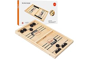 BAKAM Super Fast Sling Puck Game: Table Hockey for Kids and Family Fun