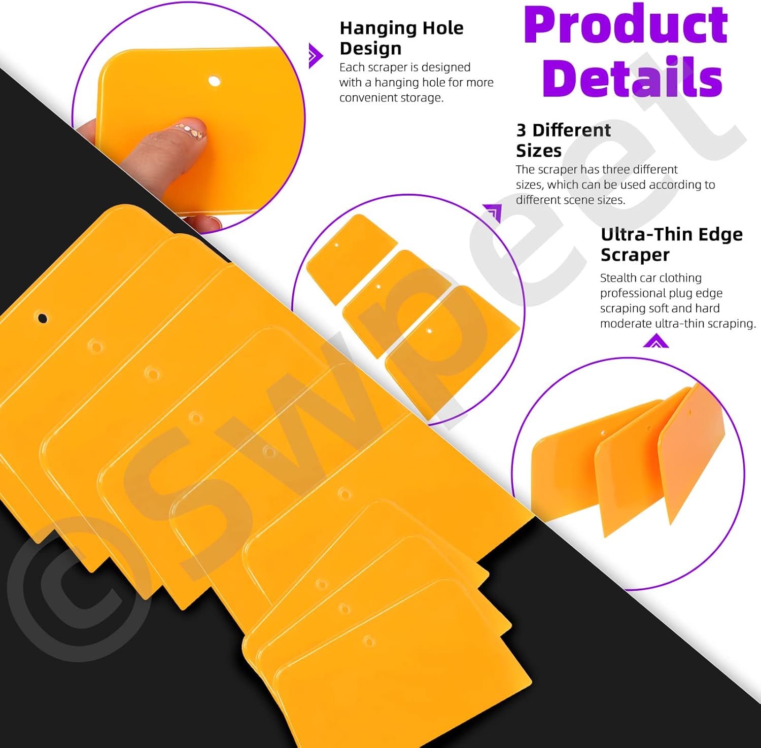 Swpeet 14Pcs 2.83" 4" 5" 6" Body Filler Spreaders with Protective Gloves Assortment Kit, Including Automotive Body Fillers Plastic Auto Spreader Auto Body Spreader with Blue Pink Putty Scraper Tools