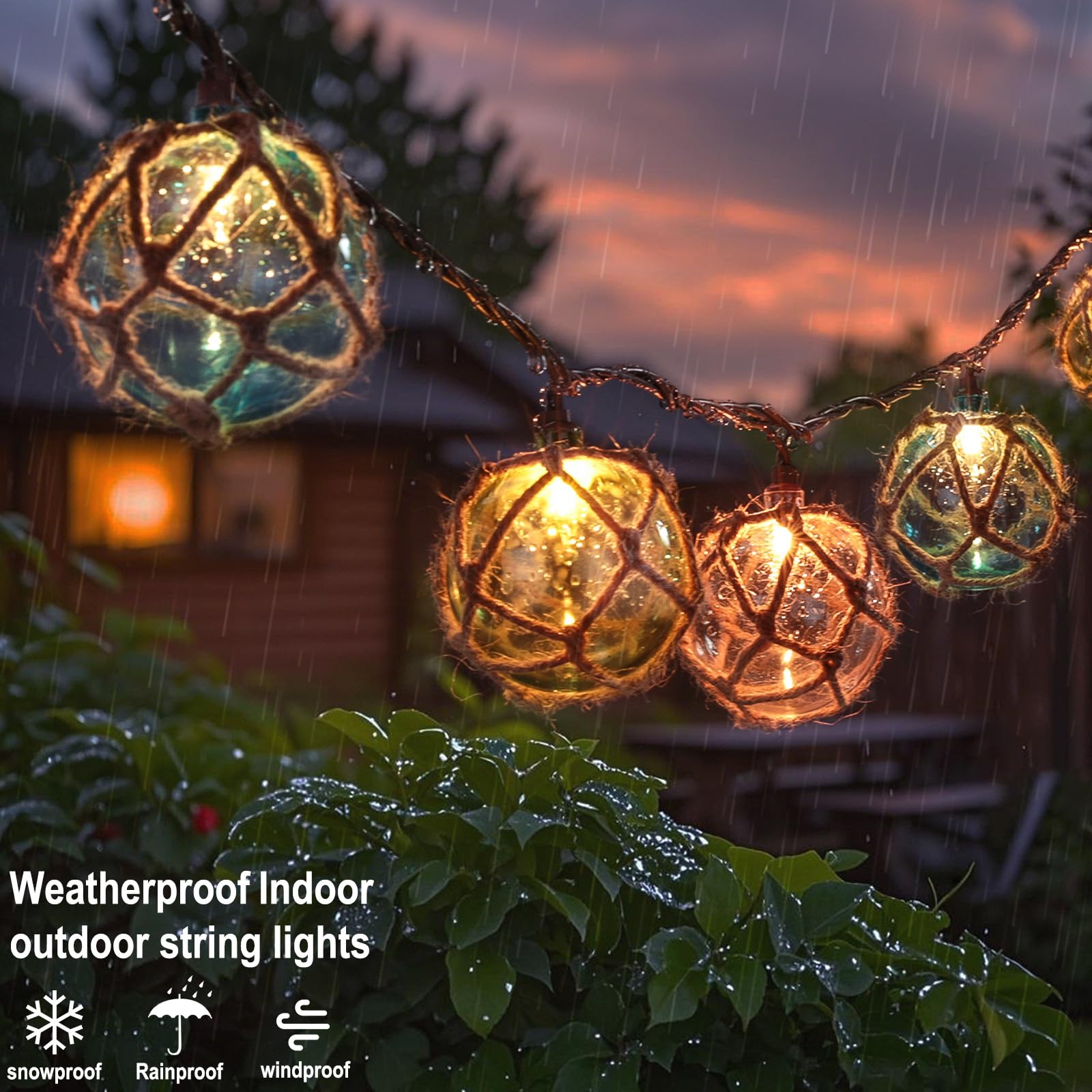 TWINKVILLA Guirnalda de luces decorativas enchufables con 10 bombillas incandescentes, luces flotantes de pesca náutica, conectables, resistentes a la intemperie, para decoración de interiores, hogar