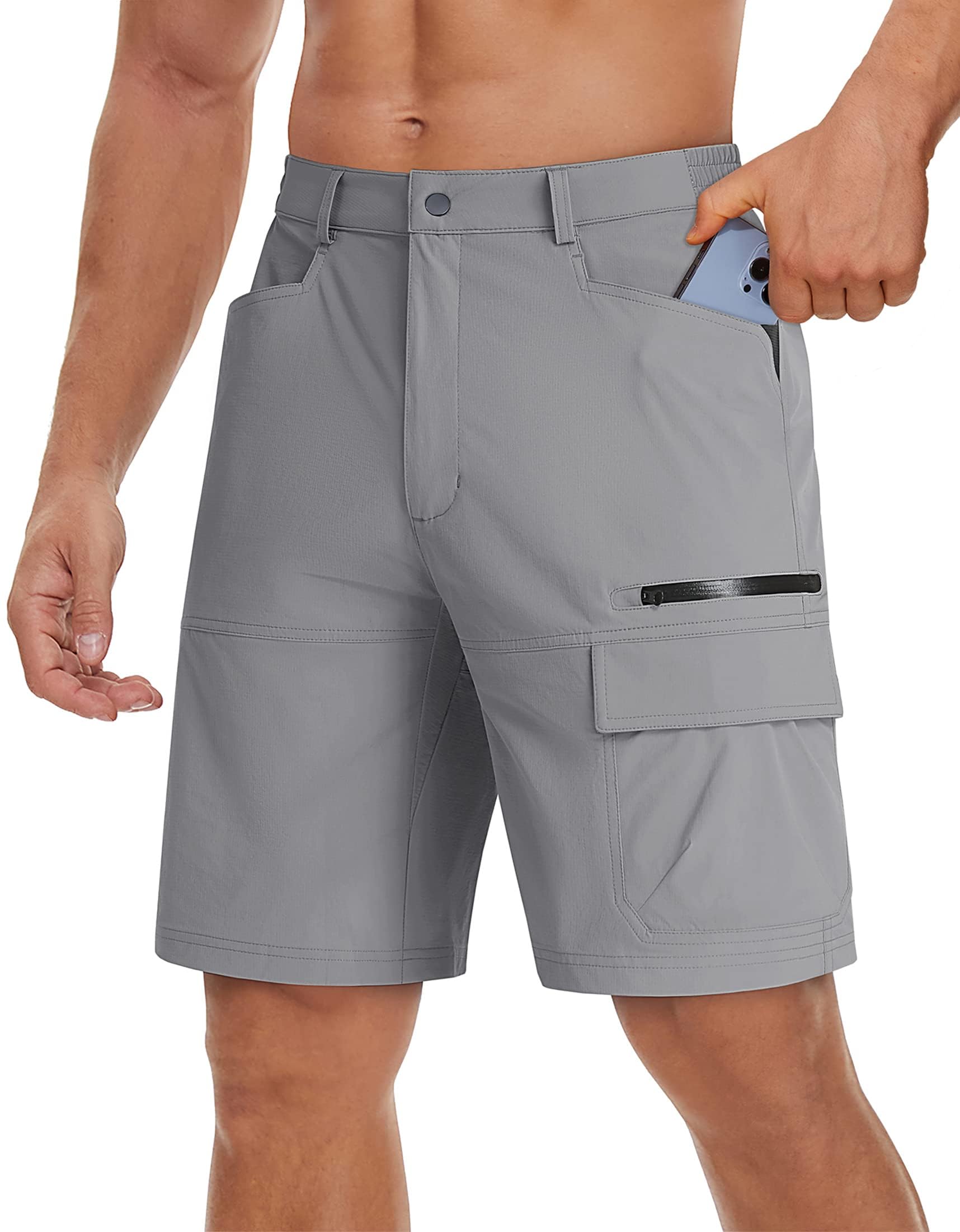 TACVASEN Uomo Pantaloncini Cargo da Arrampicata ad Asciugatura Rapida con Multi Tasche