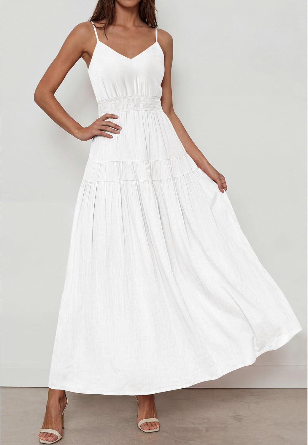 KIRUNDO Summer Dresses for Women Spaghetti Strap Sleeveless High Waist Flowy Boho Maxi Dress Beach Vacation Long Sundress - Image 3