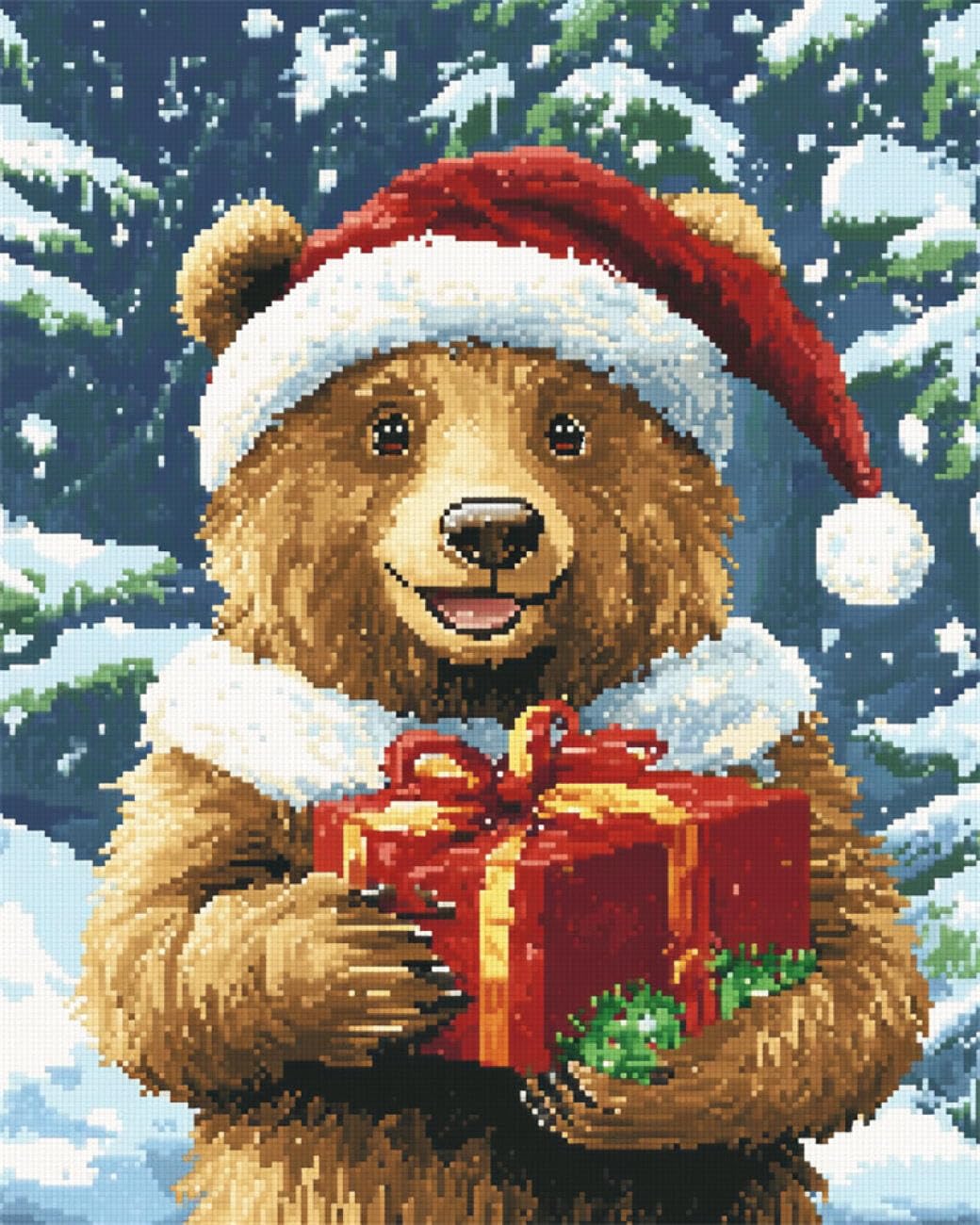 Axiangzik E Diy Printed Cross Stitch Kit Cartoon Bear 11Ct 40X50cm