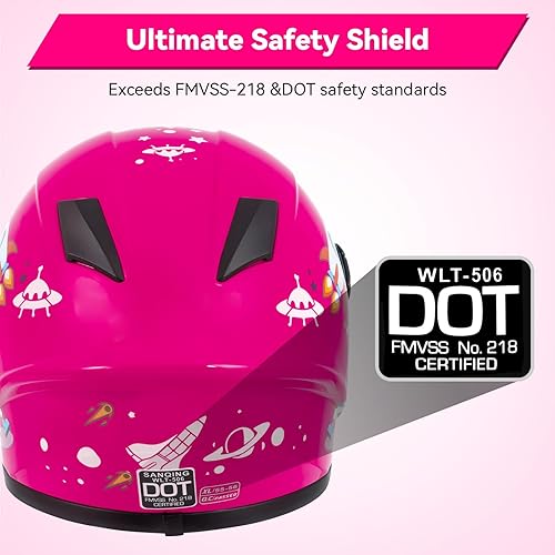Miniatura 3 de Casco de motocicleta para niños, casco de cara completa para jóvenes, casco ligero aprobado por DOT para motocross, ATV, todoterreno, cascos para