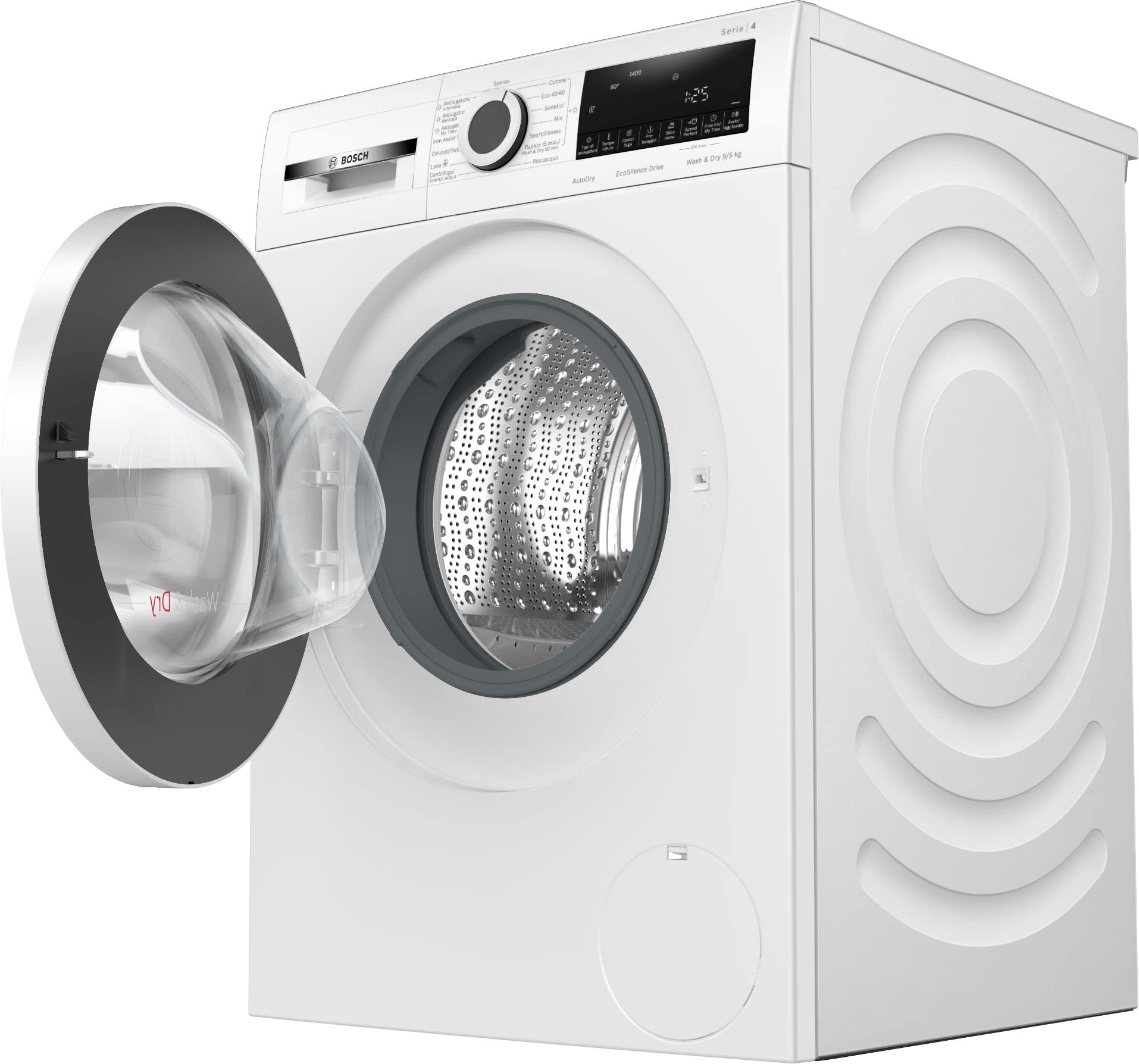Bosch WNA144V0IT Serie 4, Lavasciuga, capacità 9/5 kg, 1400 rpm, Iron Assist, Condensatore autopulente, Speed Perfect, AutoDry