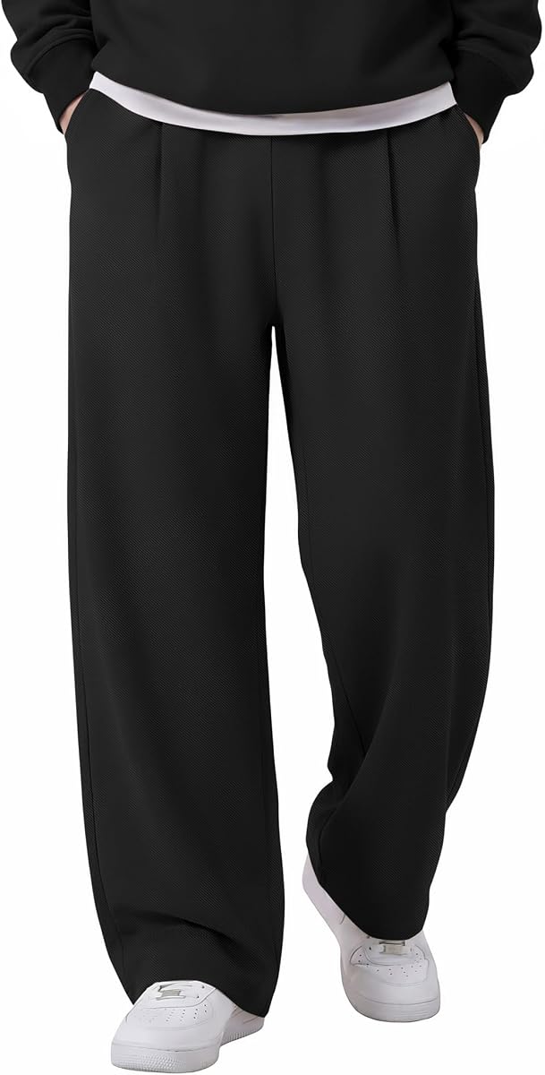 Mens Casual Sweatpants Open Bottom Lounge Pants Lightweight Baggy Workout Yoga Track Pants