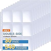 Vista 1 de ABLY 540 bolsillos de doble cara para tarjetas intercambiables, 9 bolsillos, protectores de tarjetas de juego de plástico transparente