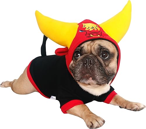 Miniatura 7 de iChoue Sudaderas con capucha de diablo de uso diario, disfraces de perro lindos para Halloween Navidad, trajes para perros medianos, sudaderas sin