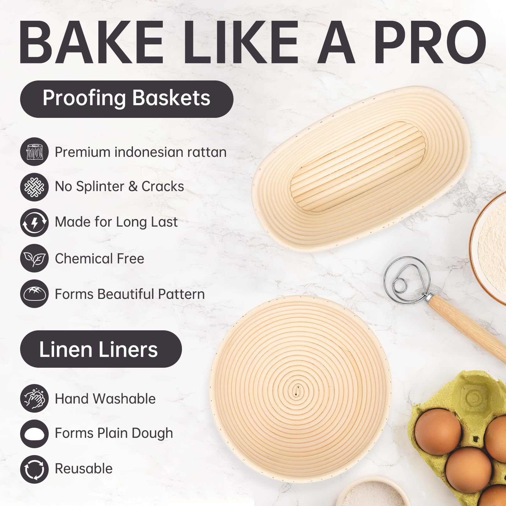 Banneton Bread Proofing Basket, 9