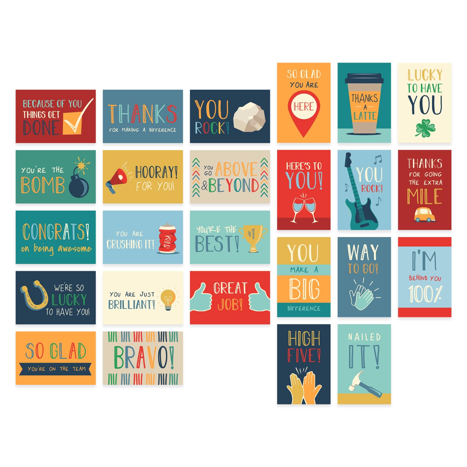 Canopy Street Large Workplace Appreciation Note Cards / 50 Encouragement Cards / 4" x 6" Flat Inspirational Cards With Blank Back / 25 Uplifting