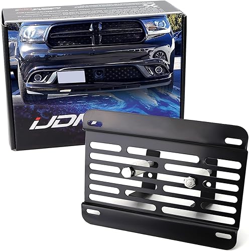 iJDMTOY Kit de reubicación de placa de matrícula sin taladro para rejilla delantera, compatible con Challenger Charger Durango Grand Cherokee con