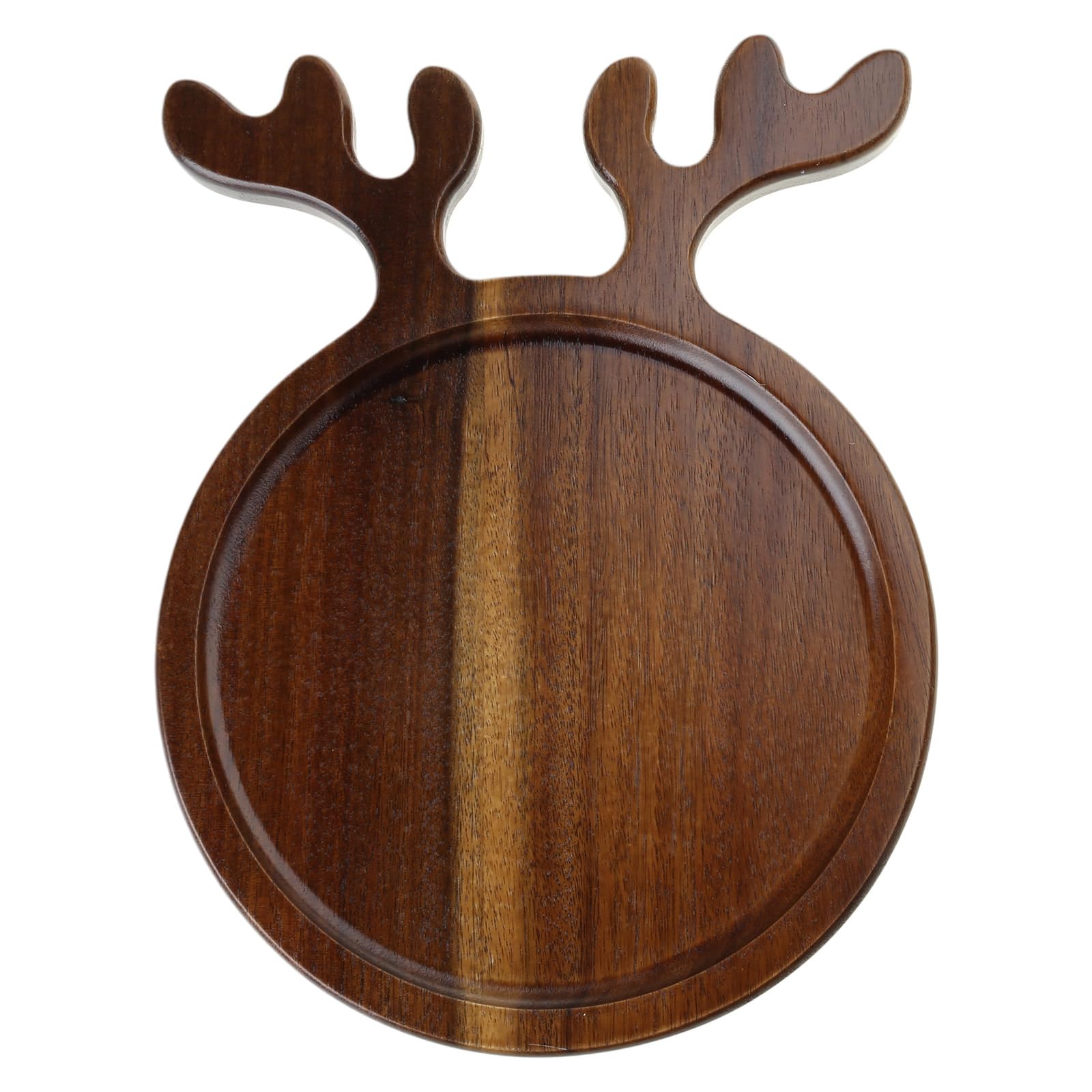 Wooden Serving Platter with Antler Handles Christmas Reindeer Decorative Wood Plate Organizer Food Tray for Fruit Food Tray