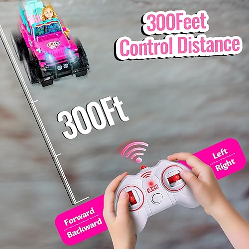 Miniatura 5 de ULOVEME Autos RC - Coche de control remoto con muñeca de 5.5 pulgadas para niñas, 2.4GHz Je ep RC Cars - Coches de juguete de control simple para