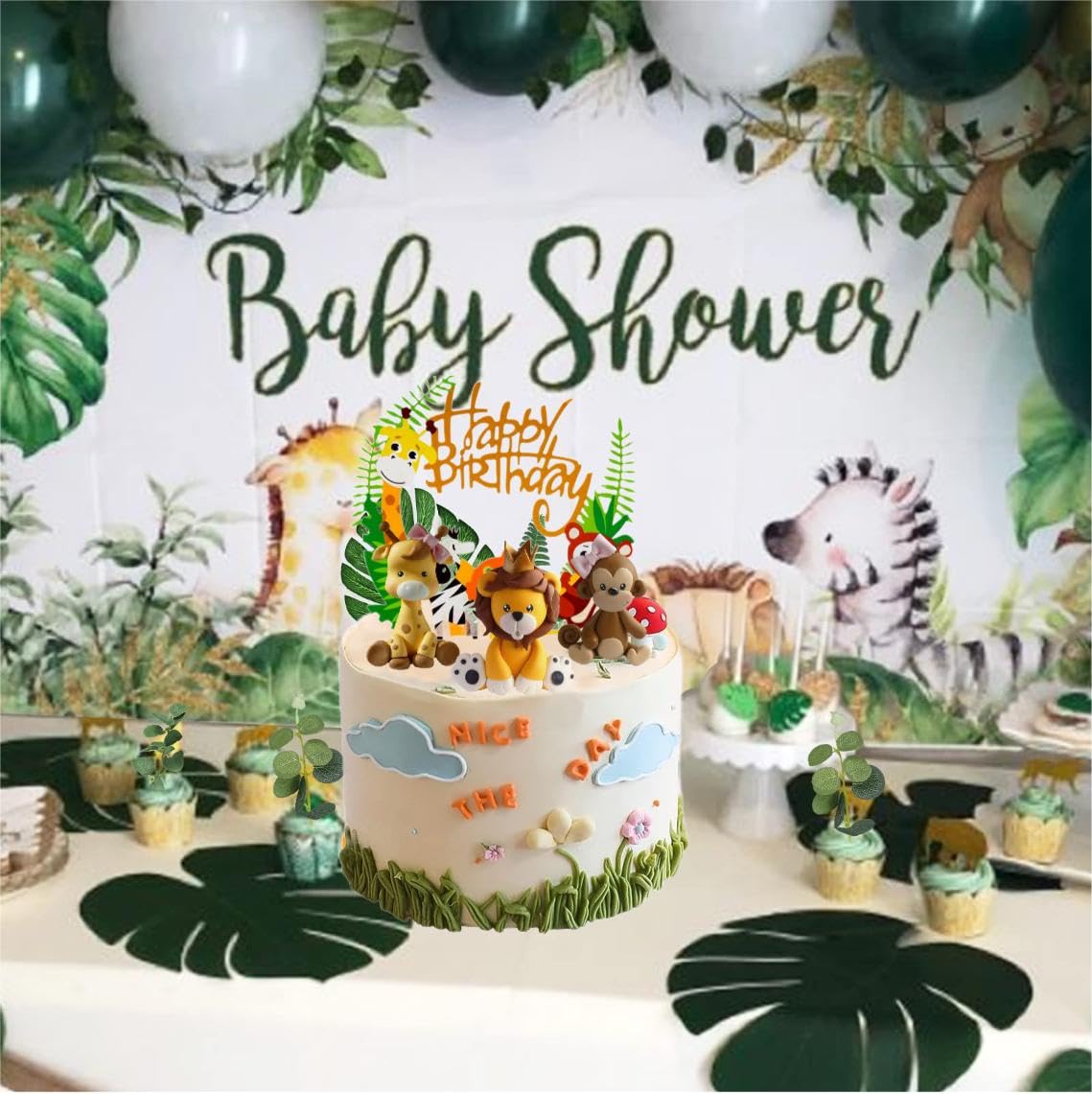 CTForest 4 stuks taartdecoratie bosdieren, taartdecoratie verjaardag, jungle cake topper, geschikt voor verjaardagsfeesten, jungle feesten