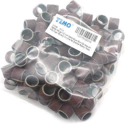Miniatura 6 de TEMO 100 piezas 12 pulgada tambor de arena grano 60 grueso con 2 PC 18 pulgadas mandril para herramientas rotativas Dremel