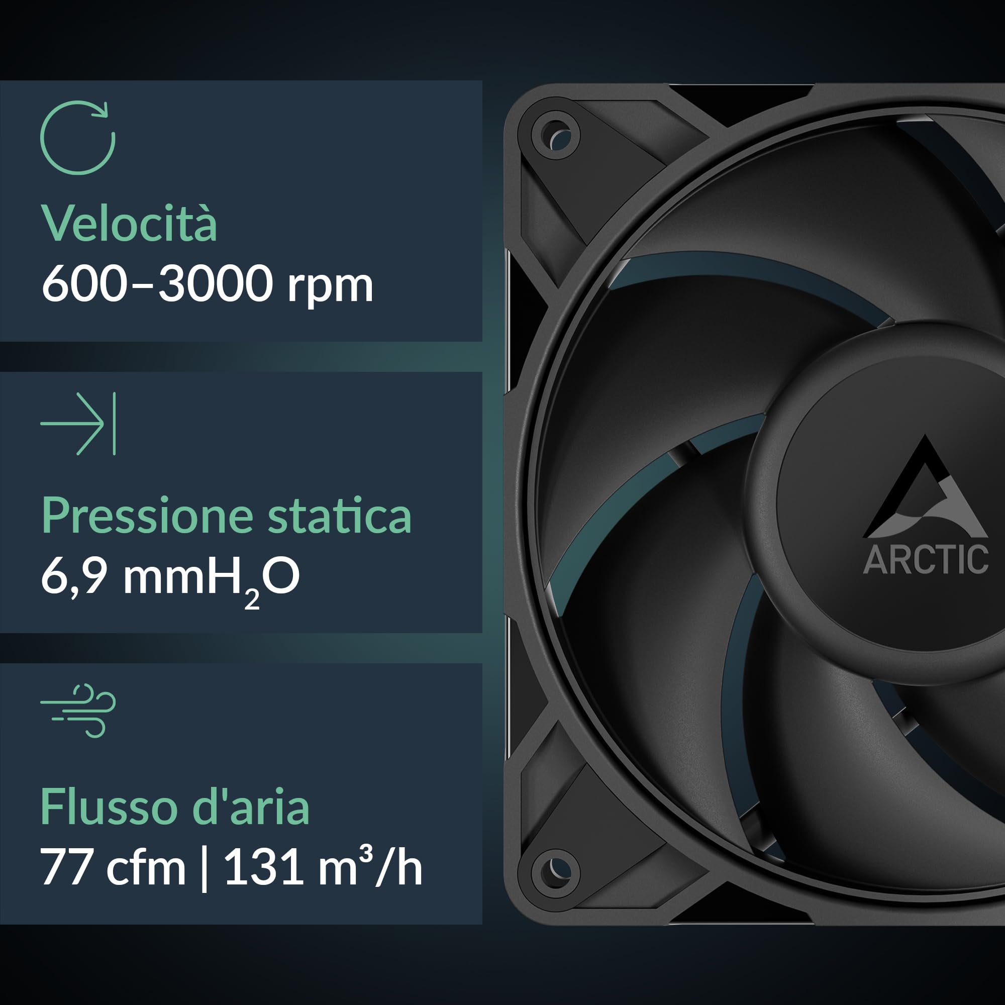 ARCTIC Freezer 36-S - Dissipatore per CPU per Intel e AMD, a torre singola, ventola P12 Pro da 120 mm ottimizzata per la pressione, 600-3000 rpm, cuscinetto fluidodinamico, incluso. MX-7