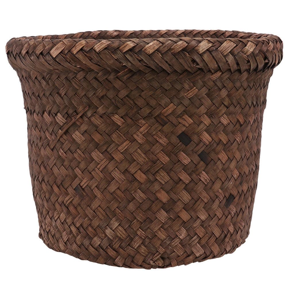 BESTOYARD Round Wicker Waste Paper Bin Basket Rubbish