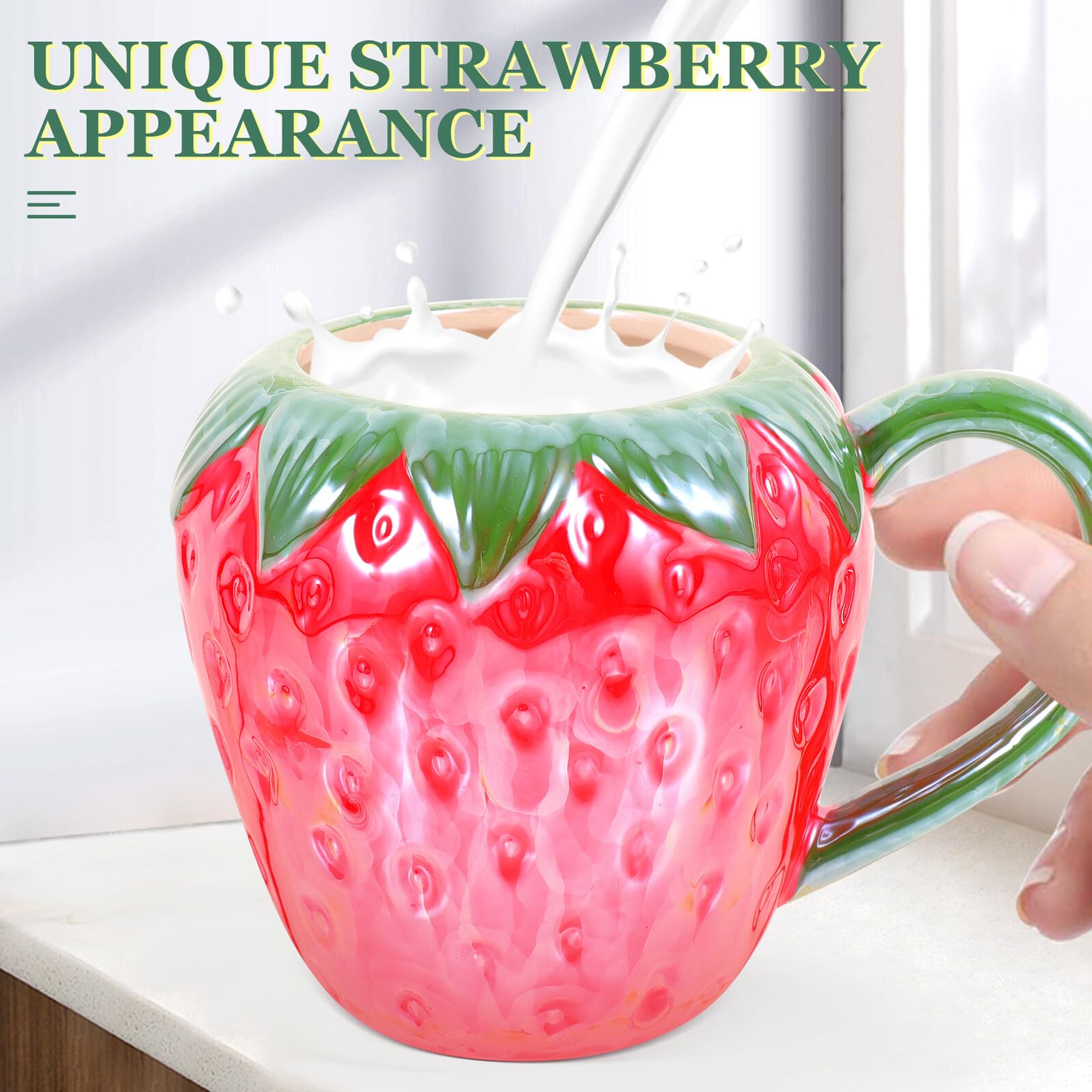 BESPORTBLE Taza de Cerámica de Fresa Taza para Agua para Bebidas para Cocina y Desayuno