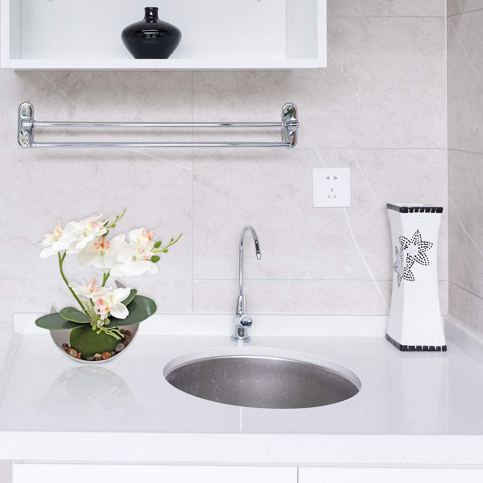 Flor de orquídea artificial, arreglo floral de Phalaenopsis blanco con jarrón, planta en maceta Bonsái para boda, fiesta, oficina, mesa, centro de mesa, baño, decoración del hogar 6